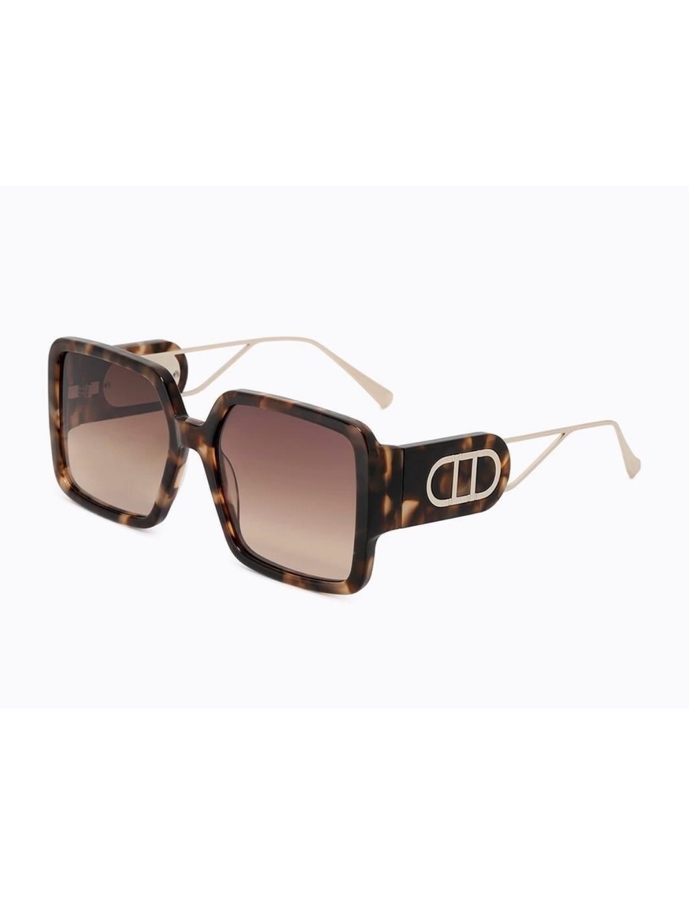 Tortoiseshell Square Sunglasses with Gold Temples - Brown Gradient CL9384-02